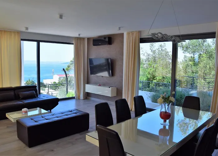 Modern Selina Nera With Heated Pool & Sea View In * Makarská