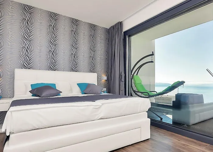 Modern Selina Nera With Heated Pool & Sea View In Villa Makarska